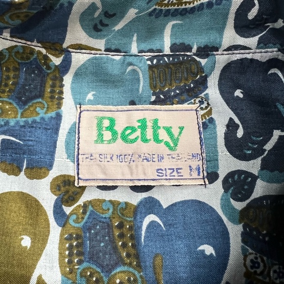 Vintage Betty Thai Silk Elephant Print Maxi Dress Belted - Picture 8 of 8